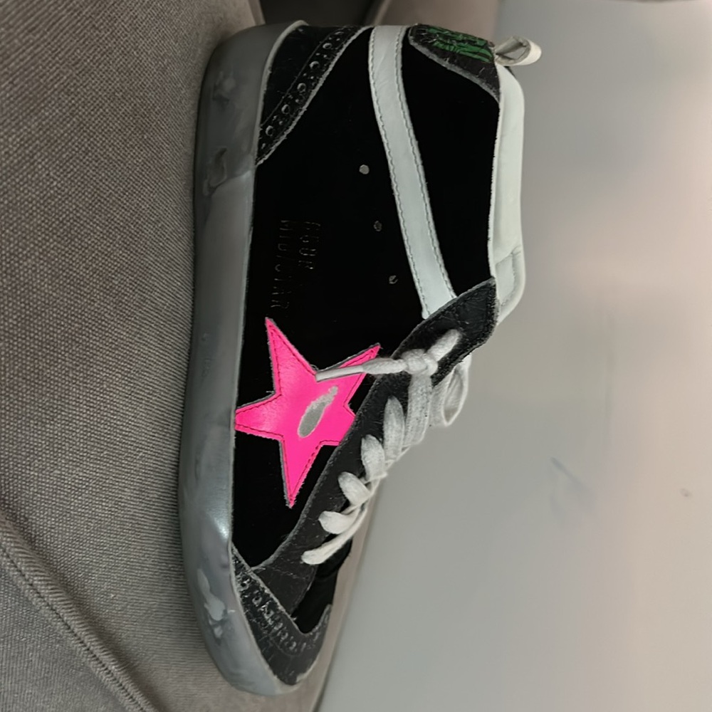 Black Suede Mid Star with Pink Star/Silver - Golden Goose Size 36 - Picture 6 of 7